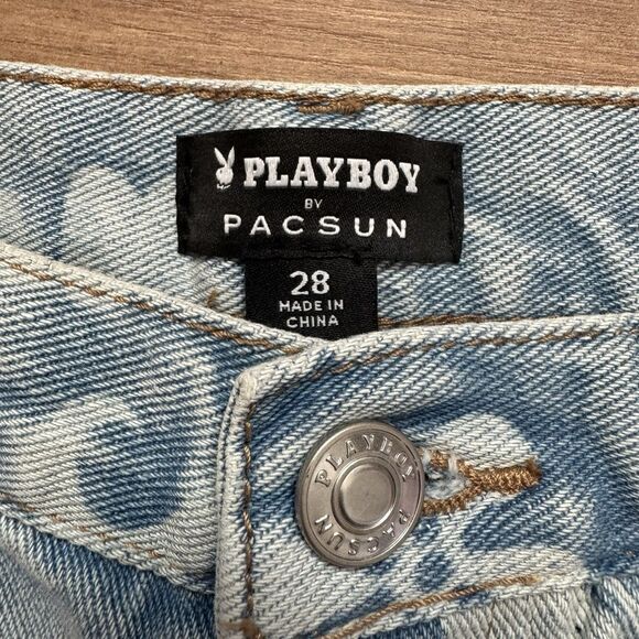 Playboy by PacSun Floral Bunny Logo Jeans Women’s Size 28 Light Wash Denim NWT - Picture 3 of 10
